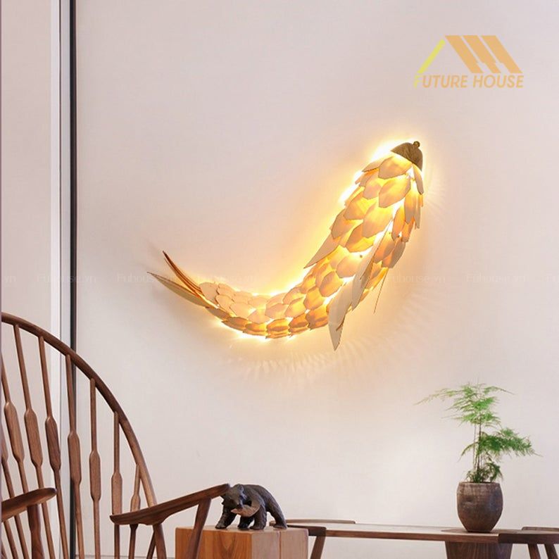 Đèn Gỗ Trang Trí Treo Tường Cá Chép F-Annecy 10