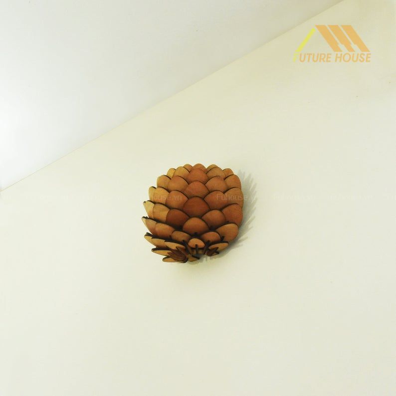 Đèn gỗ trang trí treo tường quả thông F-Annecy 02
