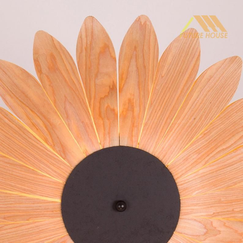 đèn gỗ trang trí treo tường hoa cúc 