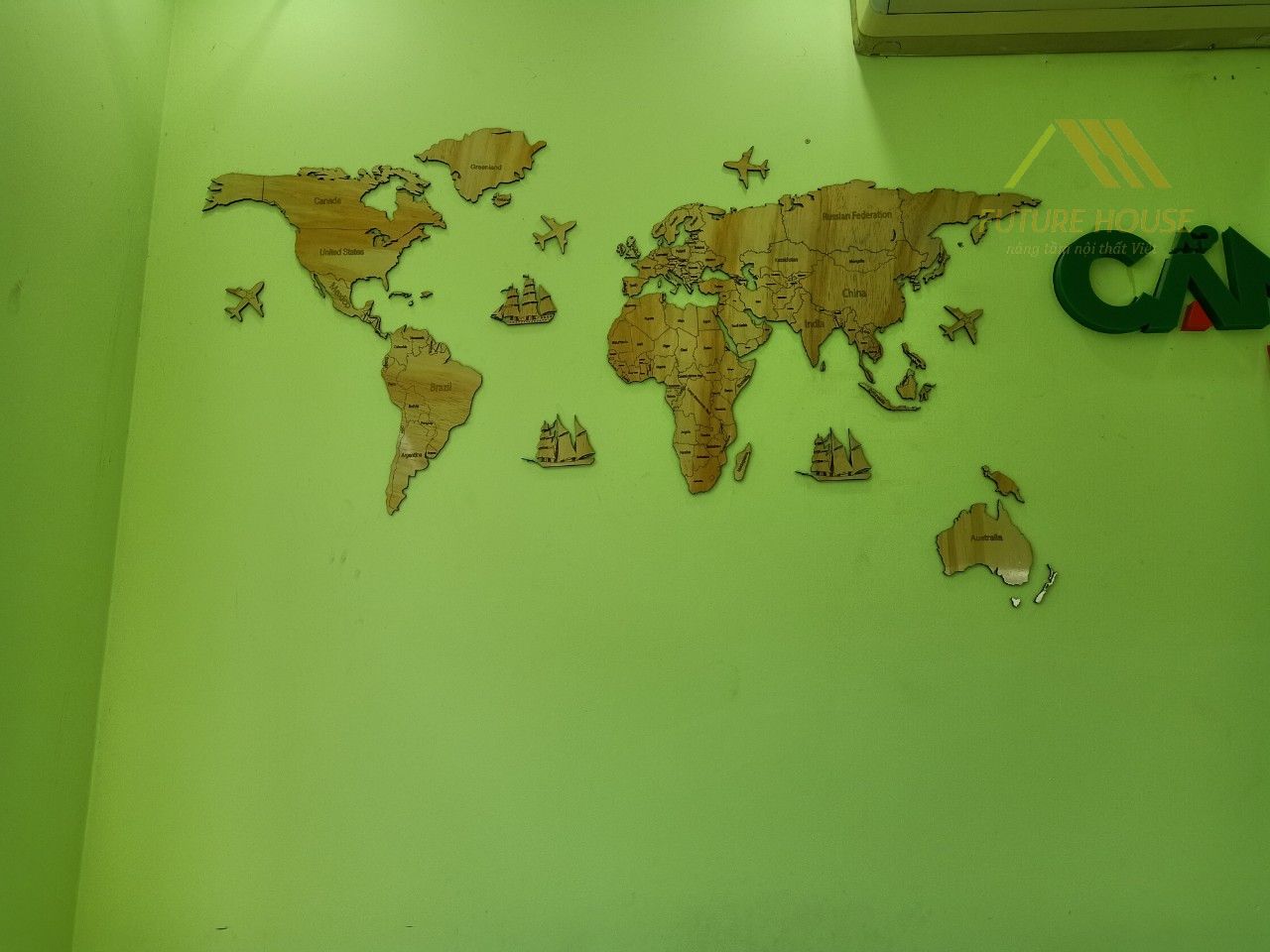 bản đồ gỗ gắn tường World S 
