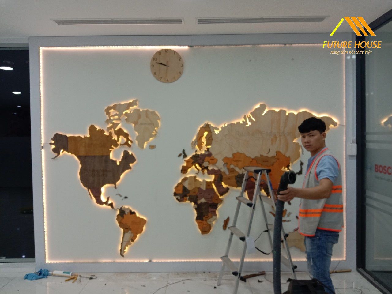 Bản Đồ Gỗ Gắn Tường Supper Light 