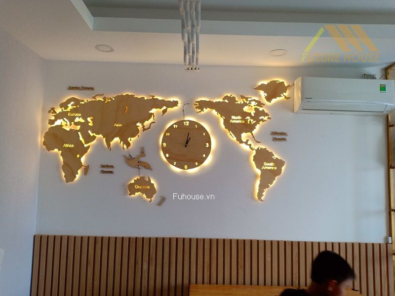 bản đồ gỗ trang trí tường