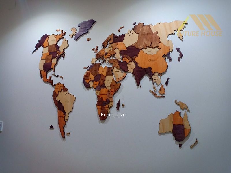bản đồ gỗ treo tường