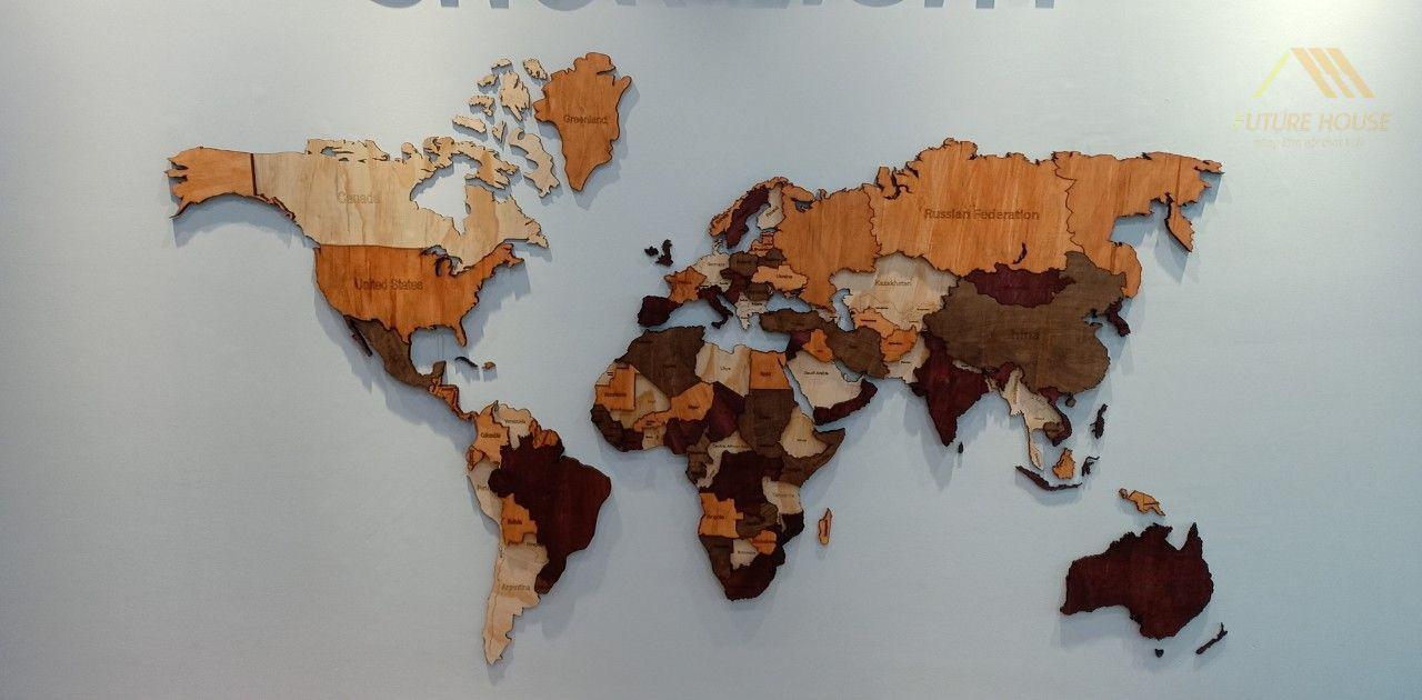 bản đồ thế giới bằng gỗ