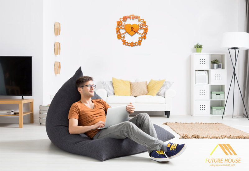 Phong Thủy đồng hồ treo tường gỗ nghệ thuật
