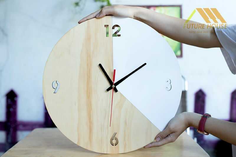 Mẫu đồng hồ gỗ hình tròn đơn giản, tinh tế