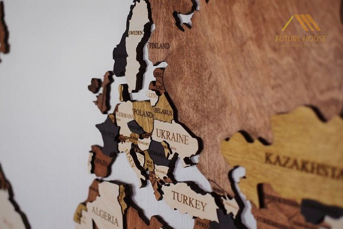 Bản Đồ Gỗ Gắn Tường Supper World