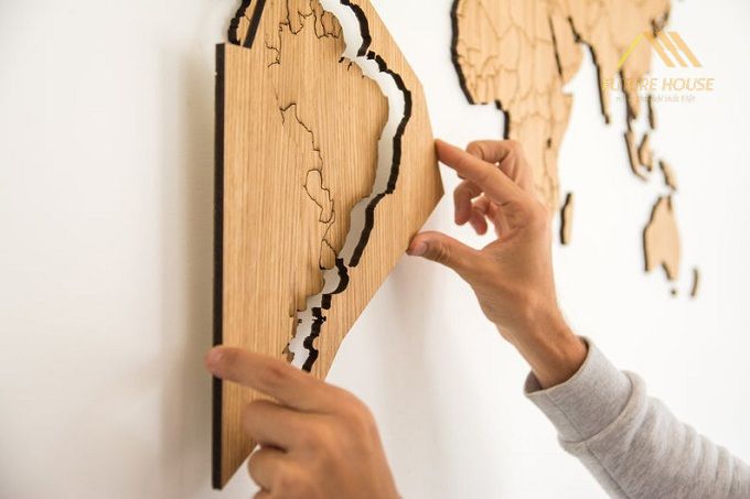 bản đồ gỗ treo tường MAP WORLD đẹp giá rẻ