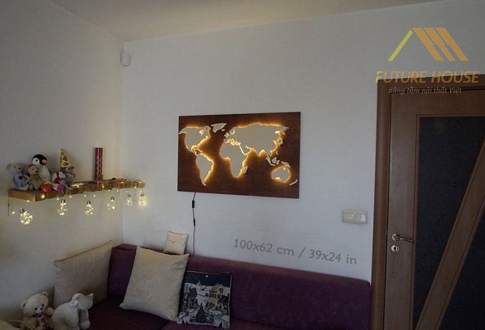 Quà tặng gia đình: Bản đồ gỗ gắn tường World Map hàng cao cấp, giá tốt!