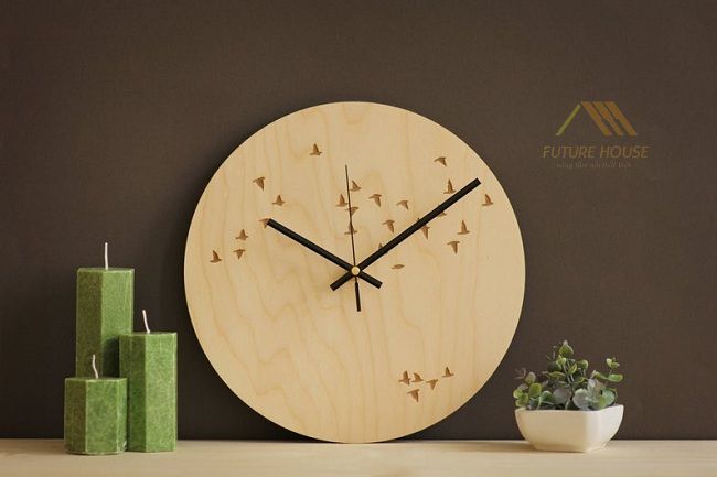 đồng hồ treo tường nghệ thuật gỗ tự nhiên