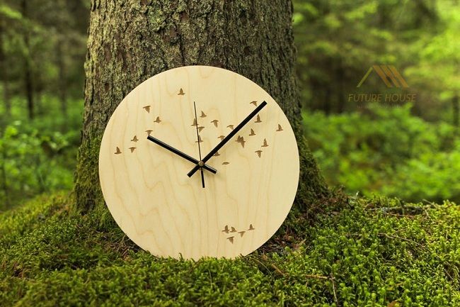 đồng hồ treo tường nghệ thuật gỗ tự nhiên