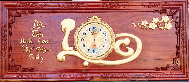 đồng hồ gỗ treo tường chữ lộc
