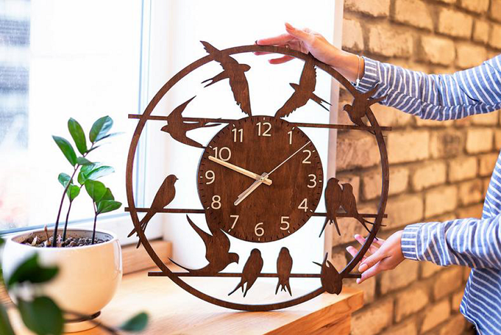 Đồng hồ Chim Ác Là - Mẫu đồng hồ gỗ treo tường SANG TRỌNG~!