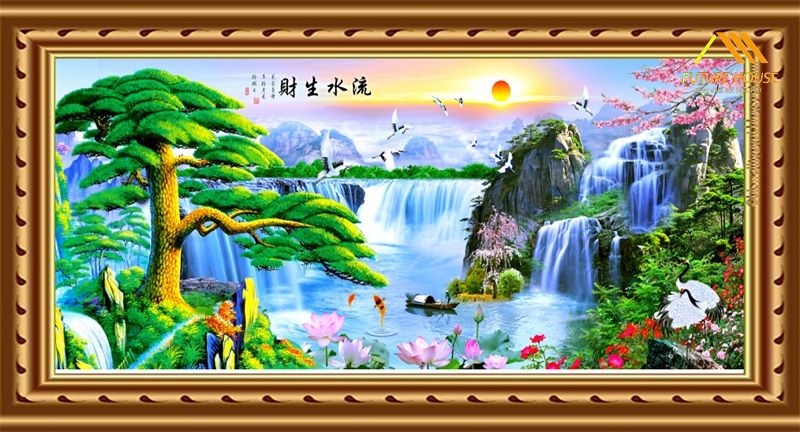 Tranh Phong Thủy “Sơn Thủy Hữu Tình”