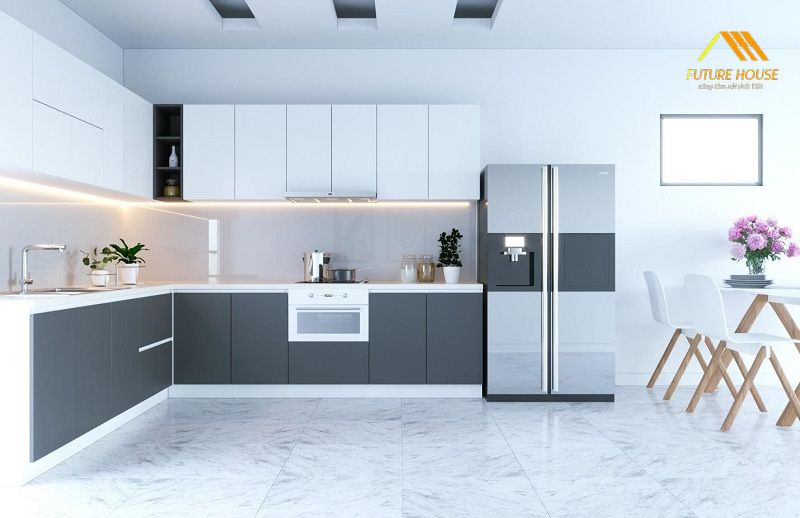 Tủ bếp âm tường cho góc nấu nướng thêm rộng rãi