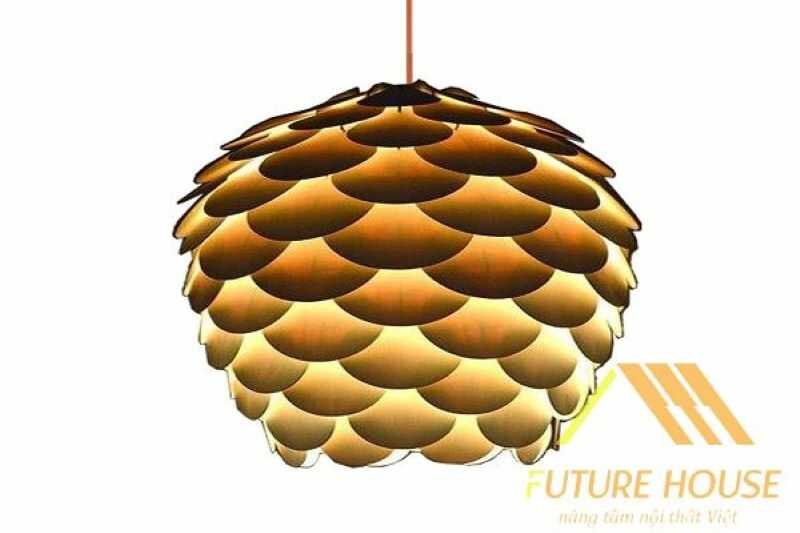 Đèn thả trần hình quả thông mang đến nguồn sáng ấm áp cho không gian sống