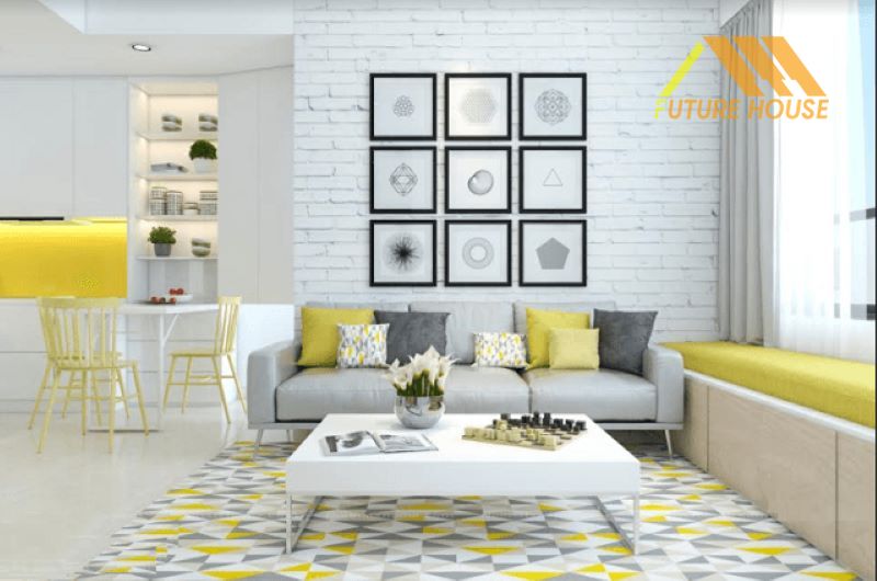 Màu vàng sẽ là những điểm nhấn đột phá trên bức nền trắng