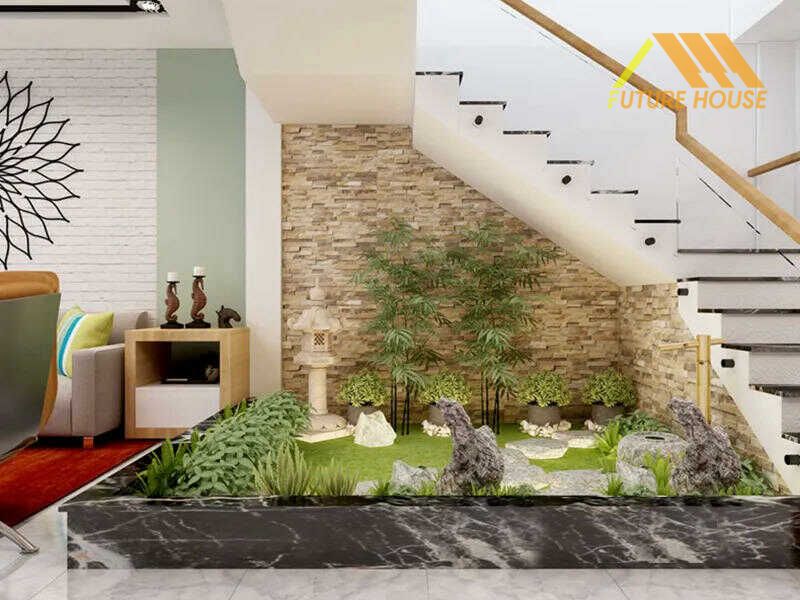 Biến hóa gầm cầu thang của mình thành sân vườn tươi mát