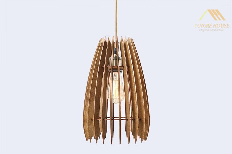 Đèn gỗ thả trần trang trí nhà đơn giản nhưng chuẩn tinh tế