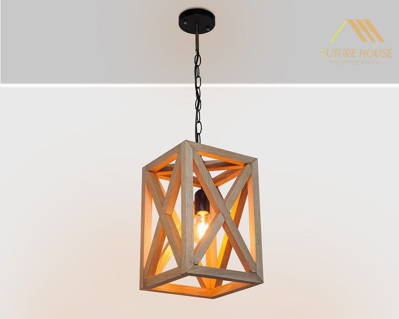 Trang trí nội thất phòng khách với đèn gỗ trang trí đẹp