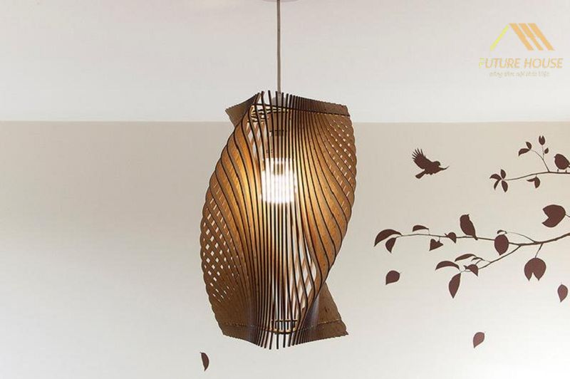 Đèn gỗ thả trần trang trí nội thất phòng ngủ thêm lộng lẫy